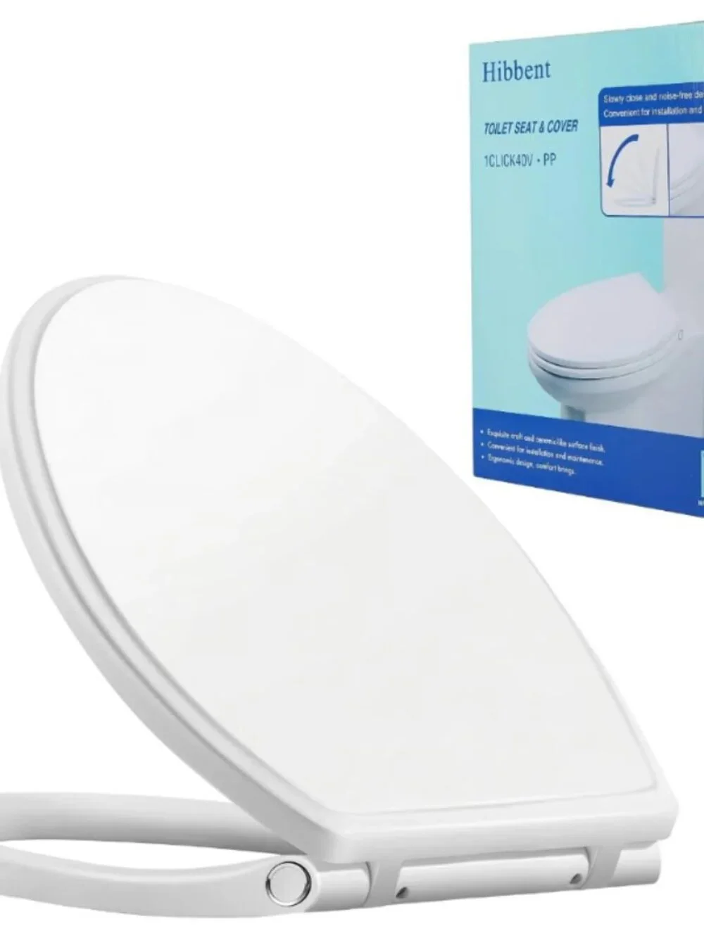 Hibbent White Elongated Soft Close Toilet Seat Quick Release Non-Slip